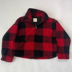 Thread & Supply Buffalo Check Plaid Fleece Zip Up Jacket XS NWOT Sherpa Winter